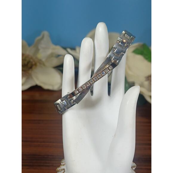 Bracelet Silver & Golden Gemstones Fashion Women's Glam Unique Bold Beautiful - Picture 4 of 8